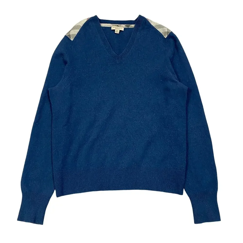 Burberry Brit‎ Cashmere Nova Check Shoulder Sweater Men's M Preppy